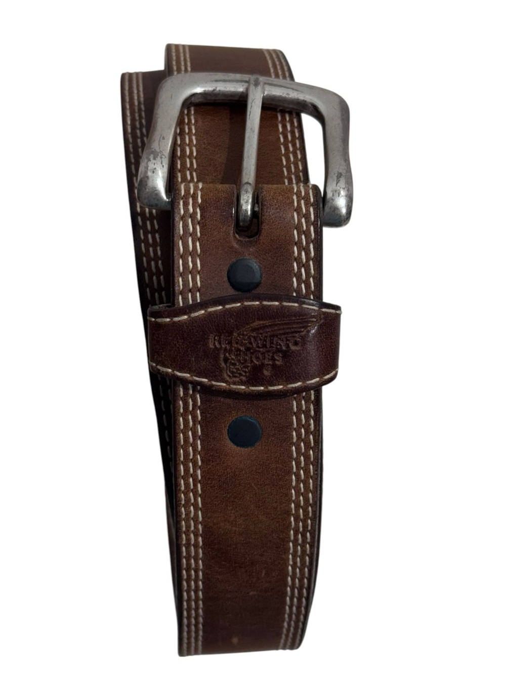 RED WING Brown Leather Belt 96556 USA Brass Buckle Men 44 Heritage Workwear
